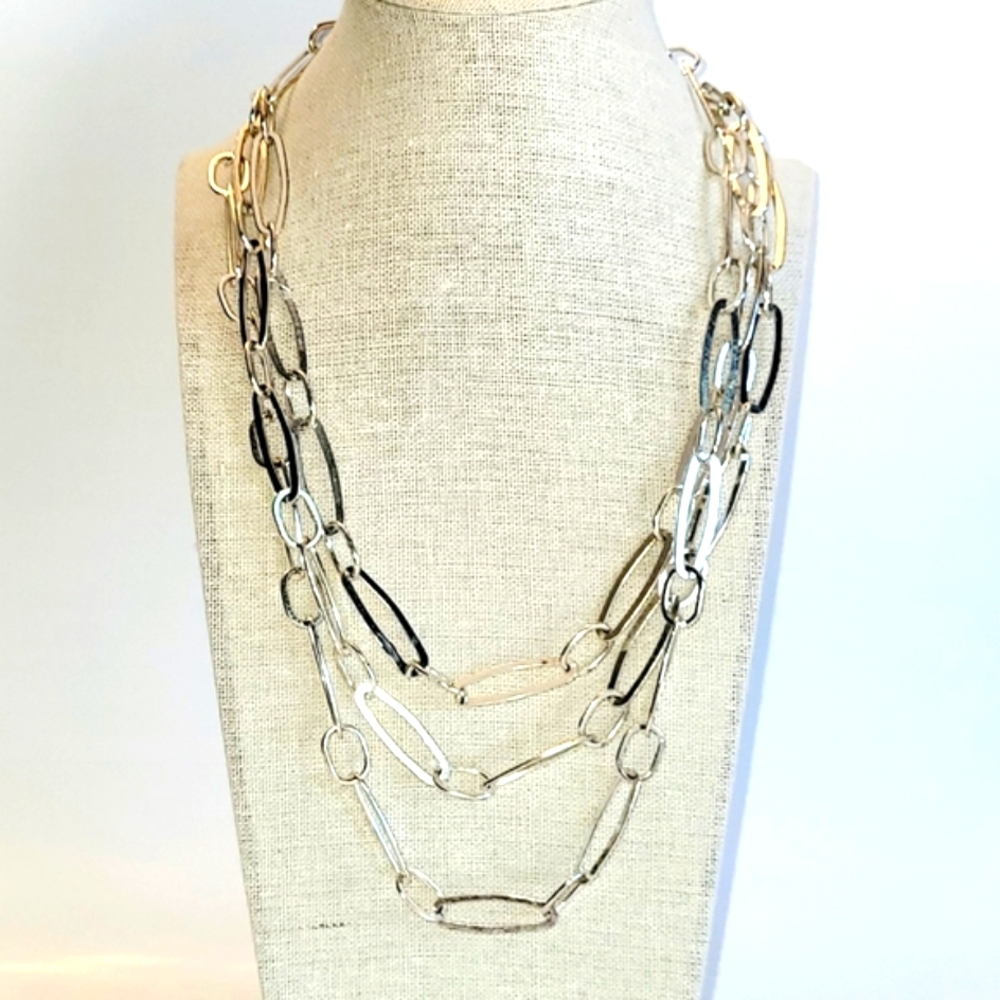 Chain Necklace, Paper Clip 📎Link Chain, Silver-tone Long 65", NWOT